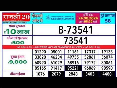 goa state lottery rajshree 20 today result|Goa Rajshree 20 Monthly Lottery Result (25.1.2024), Live@6.30 PM.